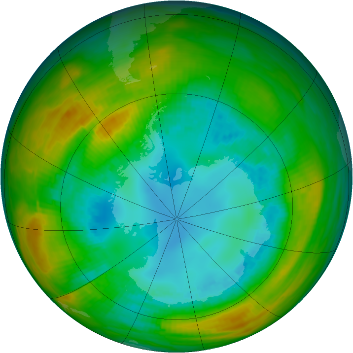 Antarctic ozone map for 18 August 1982